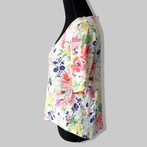 Ralph Lauren Pure Linen Floral Print Short Sleeve Blouse - Picture 2 of 14